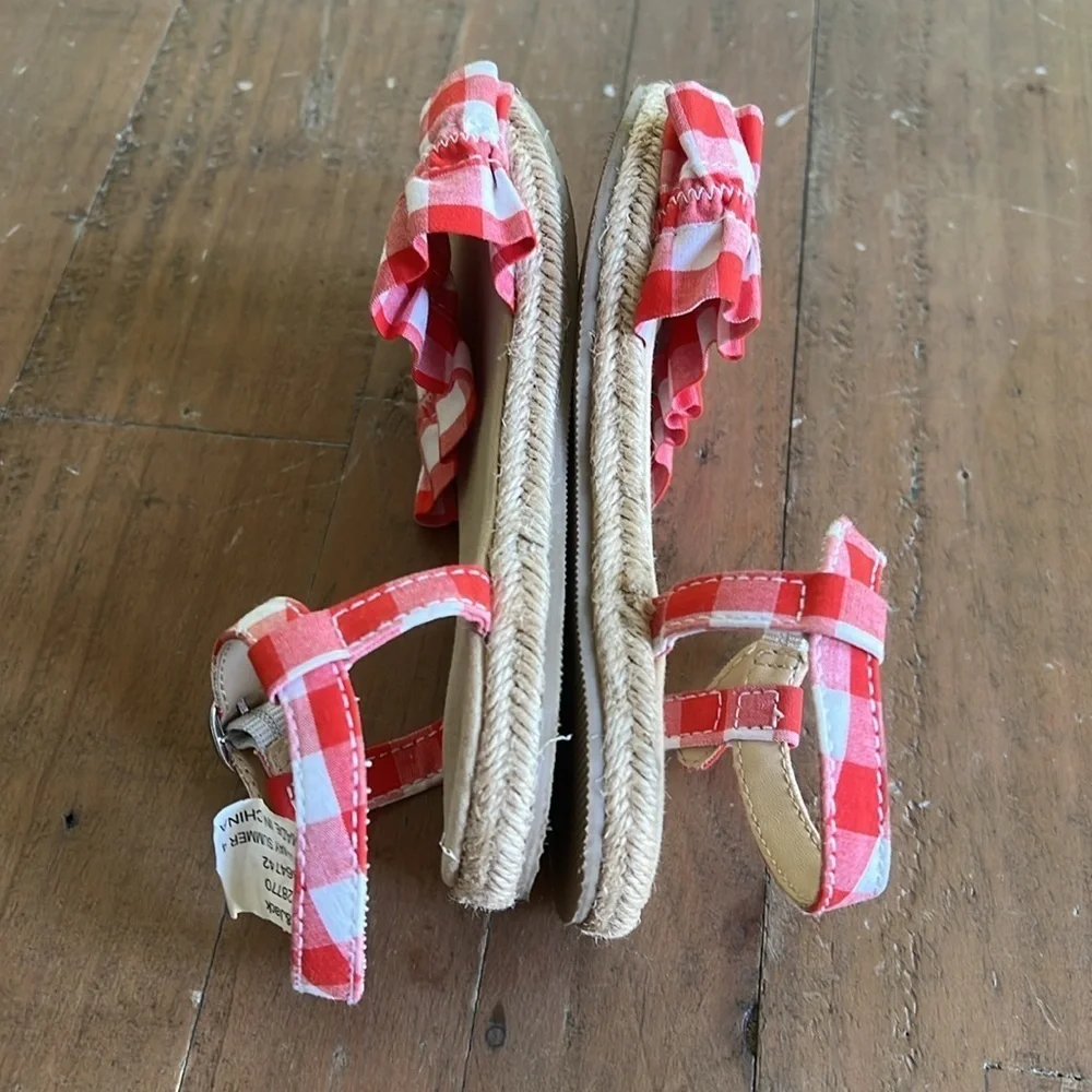 Janie and jack red plaid espadrille sandals
